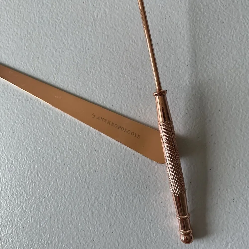 Anthropologie Home Candle Care Kit Rose Gold Snuffer, Wick Trimmer, Set of 3